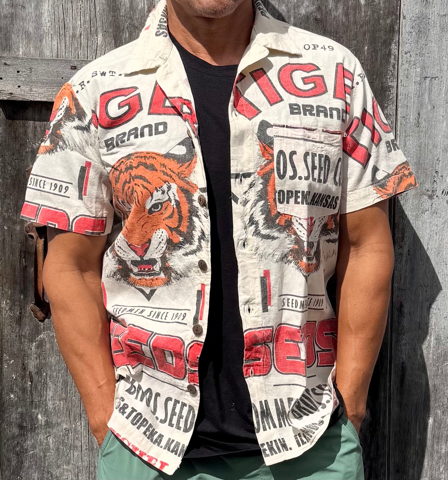 Short Sleeve Up-Cycled Tiger Shirt
